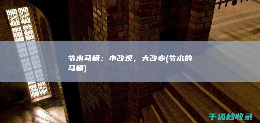 节水马桶：小改观，大改变 (节水的马桶)